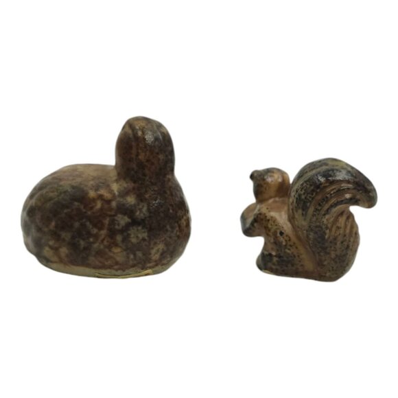 Napcoware Import Miniature Quail Squirrel Vintage 60s Ceramic Speckled Figurines - Picture 6 of 13